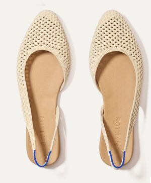NWOB ROTHYS The Almond Slingback - Off White Mesh flats Sz 9, $155